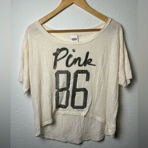 Victoria’s Secret Pink women’s beige short sleeve crop top